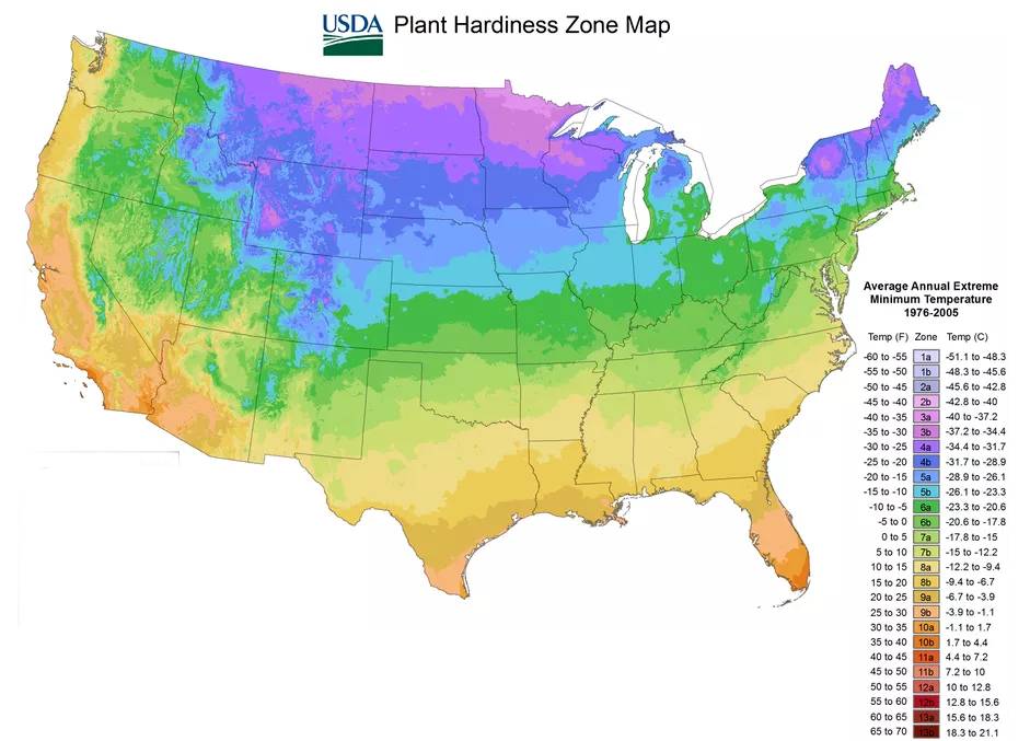 USDA Hardiness Zones map for Hooksett NH